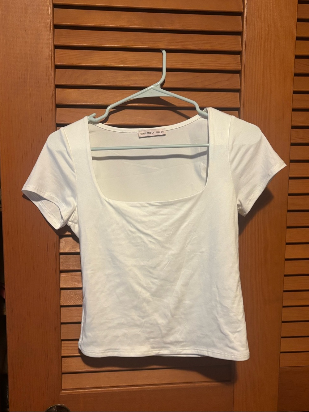 Sincerly Jules White Square Neck Short Sleeve Tee
